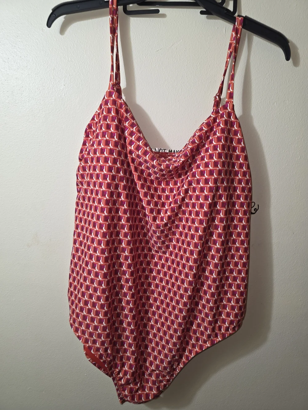 Time and Tru Red Geometric One-Piece Swimsuit